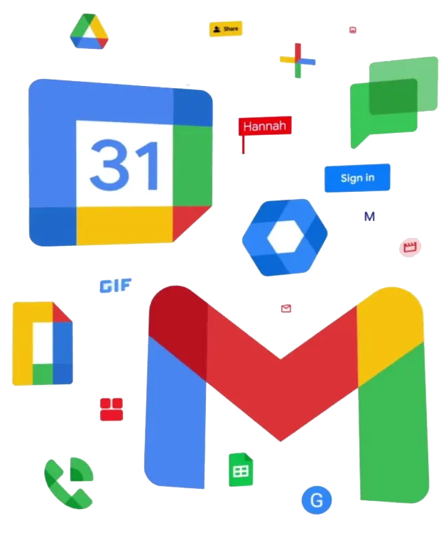 <span style="font-family: 'segoe ui', segoe, 'avenir next', 'open sans', 'noto sans', sans-serif;"><span style="color: #3f84f9;">G</span><span style="color: #f03e3c;">o</span><span style="color: #fcbc02;">o</span><span style="color: #3f84f9;">g</span><span style="color: #34a952;">l</span><span style="color: #f03e3c;">e</span> <span style="color: #5f6268;">Workspace</span></span>